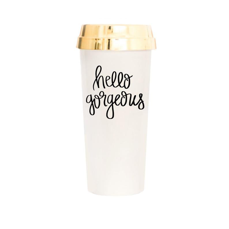 Hello Gorgeous Gold Travel Mug